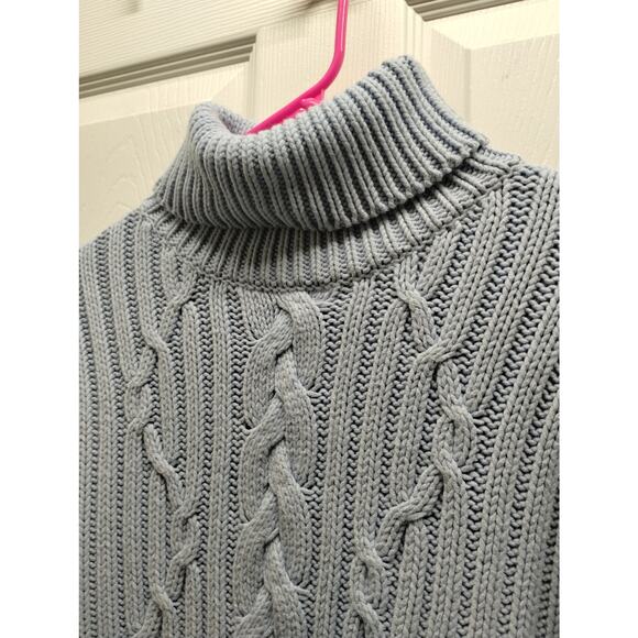 Vintage Y2K GAP Women's Size Large Light Blue Chunky Cable Knit Pullover Sweater - Picture 2 of 7